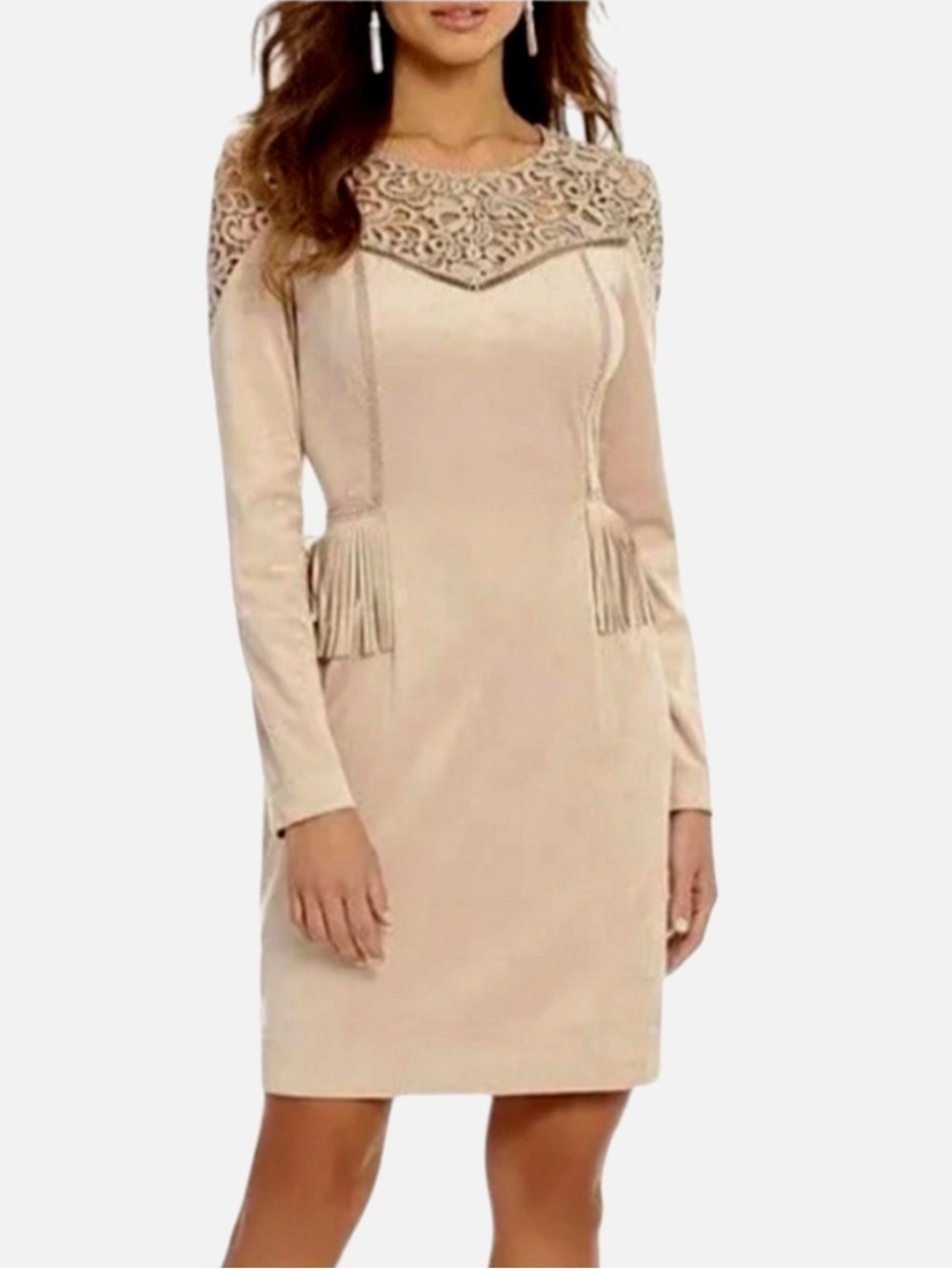 Gianni Bini Faux Suede Fringe Dress Size 6 Western Cowgirl Festival Boho‎ Mini